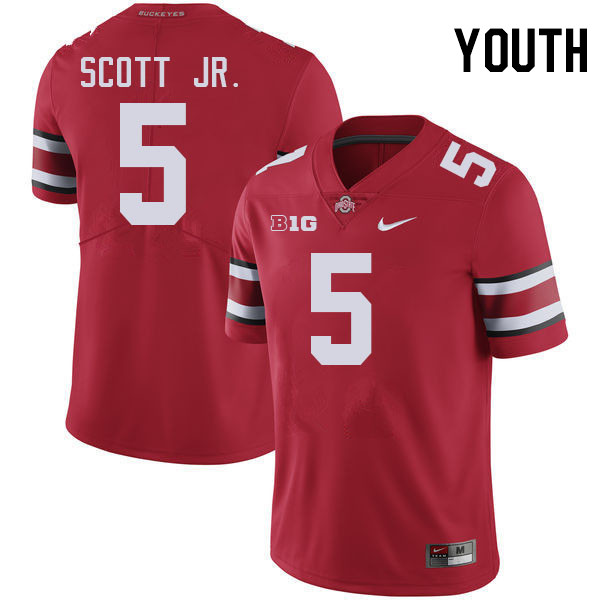 Youth #5 Aaron Scott Jr. Ohio State Buckeyes College Football Jerseys Stitched-Red